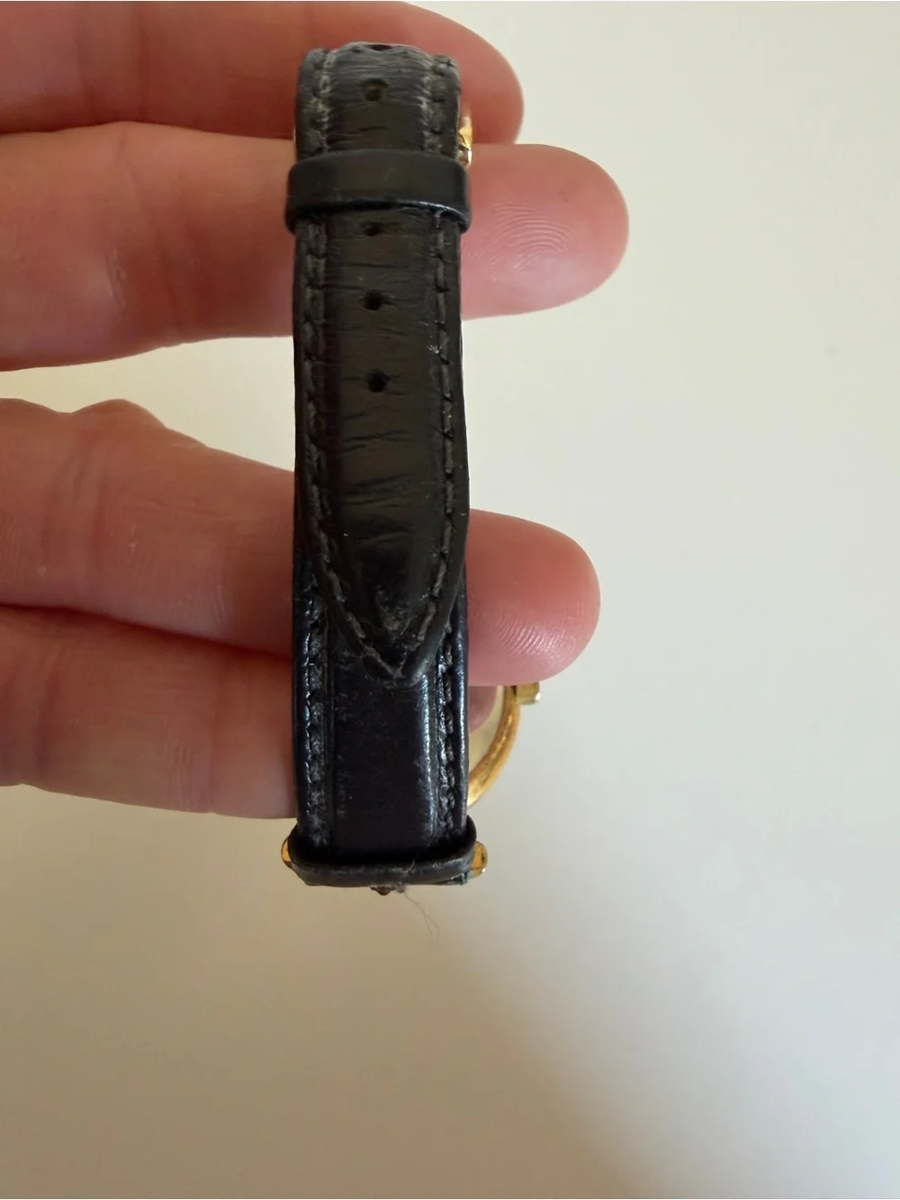 Vintage Fossil Women's Gold-Tone Leather Strap Watch - Gold & Black